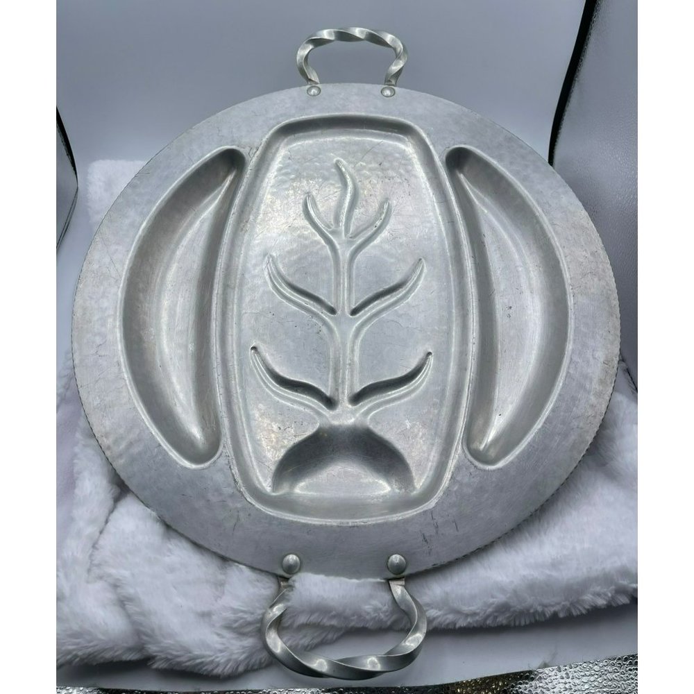 Oval Henry & Miller Kraftware Mid Century Aluminum Large Serving Tray Platter - Picture 3 of 5